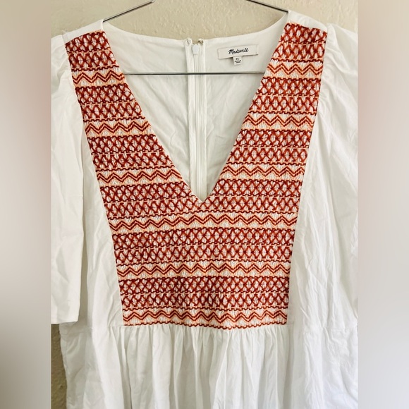Madewell NNT Embroidered Poplin V-Neck Mini Dress SIZE XL with pockets - Picture 11 of 14